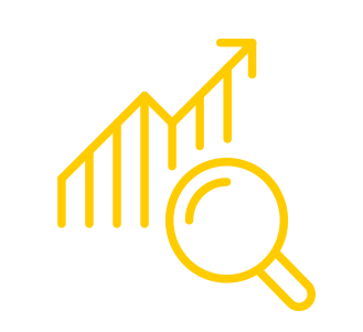 graphic chart icon with magnifying glass