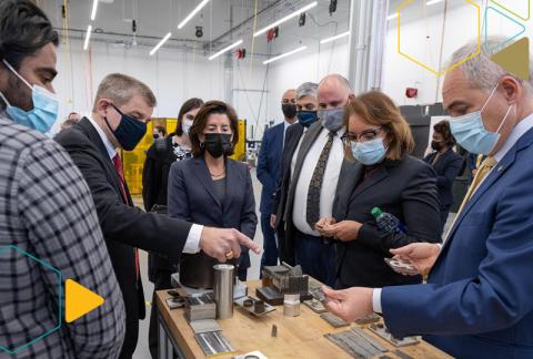 Industry and Leadership being shown around plant