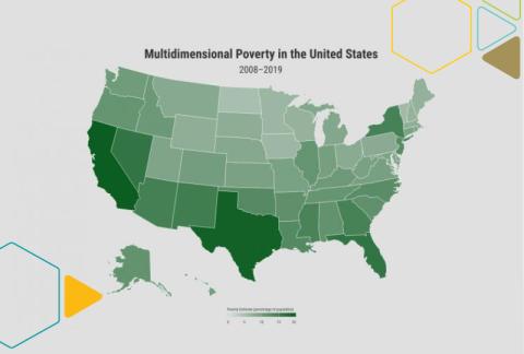 United States map showing multidimensional poverty across the nation